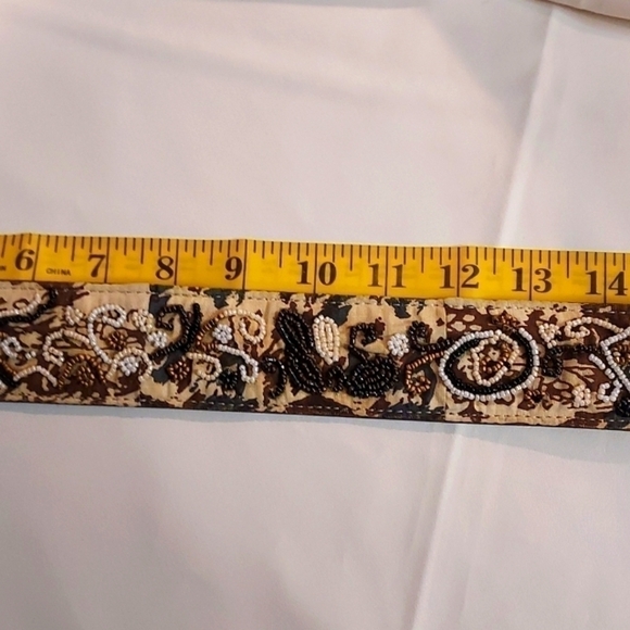 CHICO'S Western Cowgirl brown beaded faux leather belt sz M - Picture 6 of 11